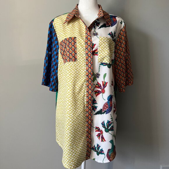 Micas Two Piece Pants Set Floral Printed Short Sleeve Lapel Top & Wide Leg Pants - Picture 6 of 12